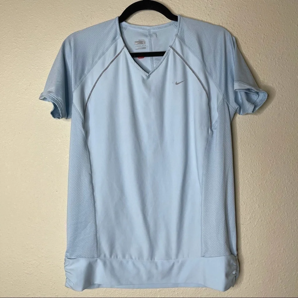Nike Blue V Neck Short Sleeve Training Shirts